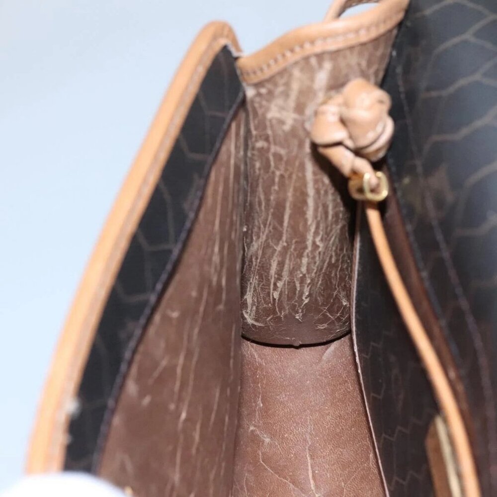 Christian Dior Honeycomb Canvas Shoulder Bag PVC Black Gold Auth BA558 - Picture 13 of 16